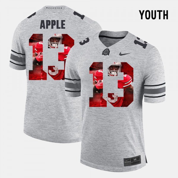 Ohio State Buckeyes Eli Apple Youth #13 Gray Pictorial Gridiron Fashion College Football Jersey 2404CCSX7